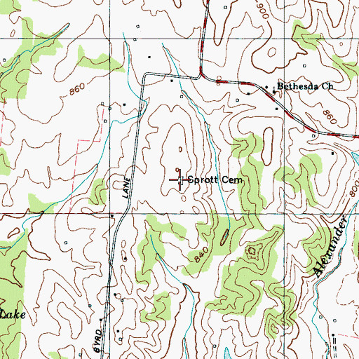 Topographic Map of Sprott Cemetery, TN