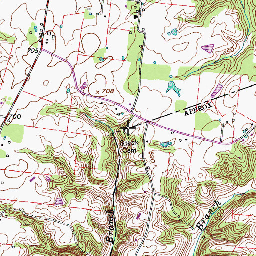Topographic Map of Stack Cemetery, TN