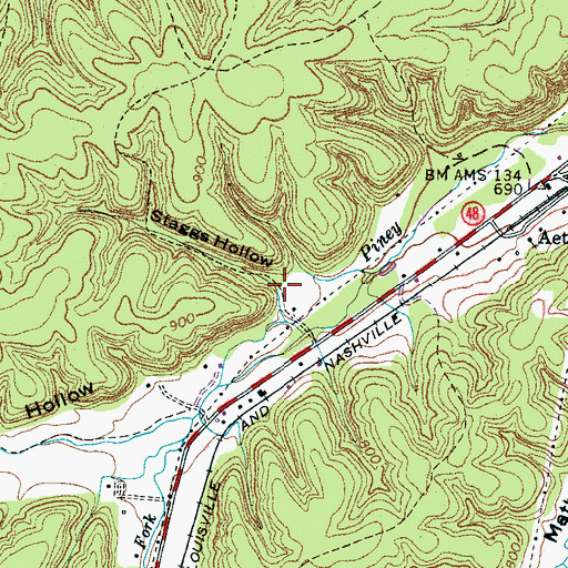 Topographic Map of Staggs Hollow, TN