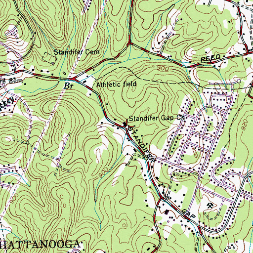 Topographic Map of Standifer Gap Church, TN