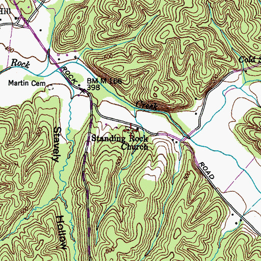 Topographic Map of Standing Rock Church, TN