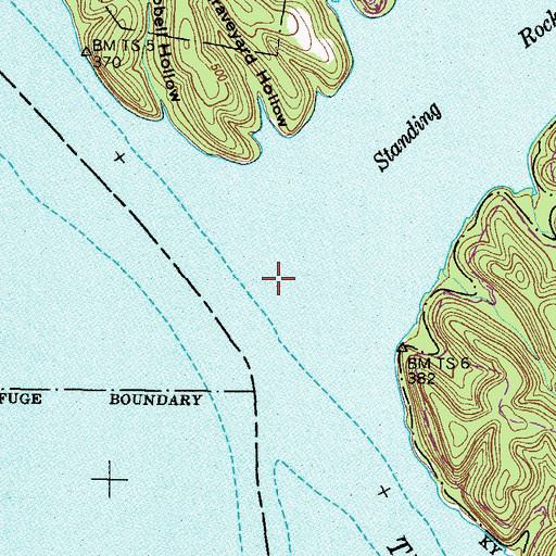 Topographic Map of Standing Rock Creek, TN