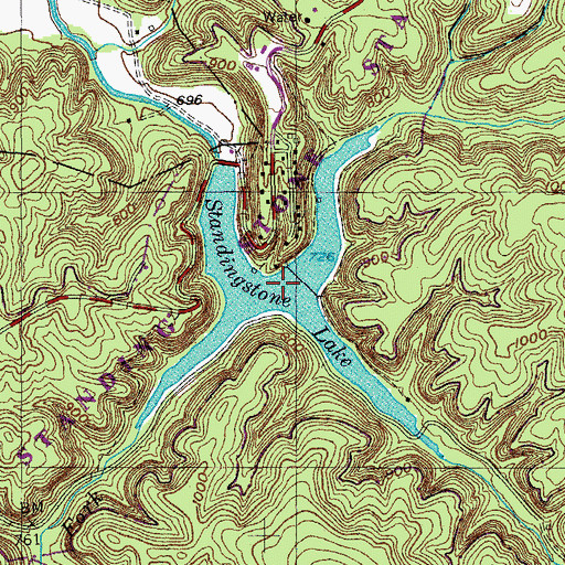 Topographic Map of Standingstone Lake, TN