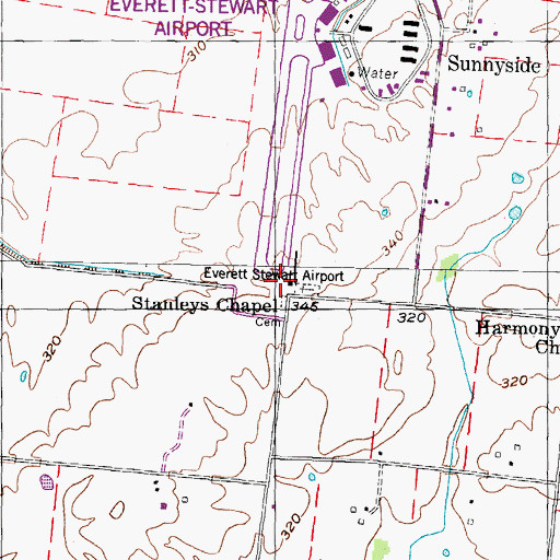 Topographic Map of Stanleys Chapel, TN