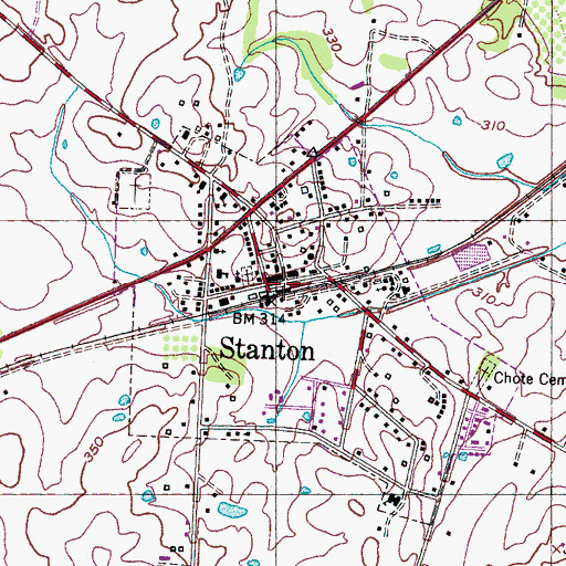 Topographic Map of Stanton, TN