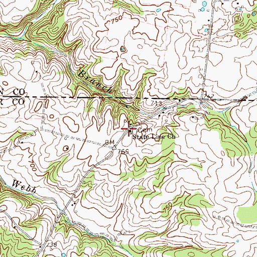 Topographic Map of State Line Church, TN