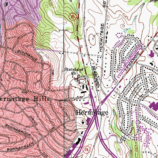 Topographic Map of Stateland Church, TN