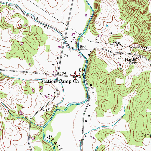 Topographic Map of Station Camp Church, TN
