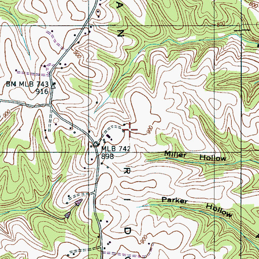 Topographic Map of Steadman Ridge, TN