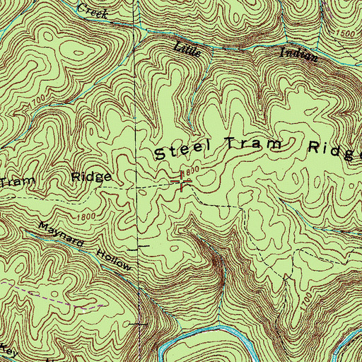Topographic Map of Steel Tram Ridge, TN