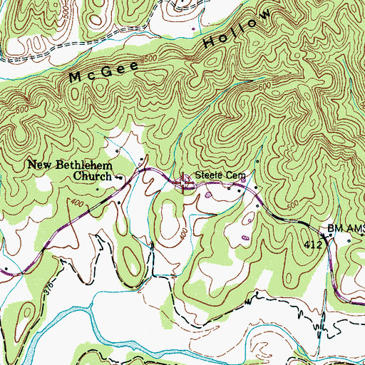 Topographic Map of Steele Cemetery, TN