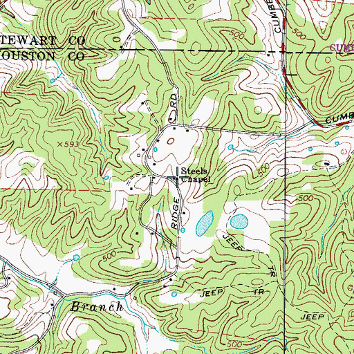 Topographic Map of Steels Chapel, TN