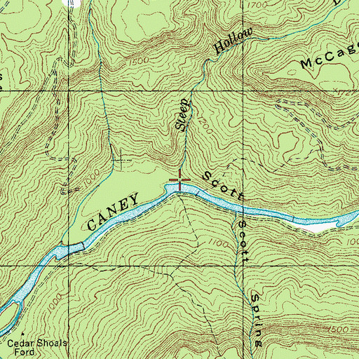 Topographic Map of Steep Hollow Branch, TN