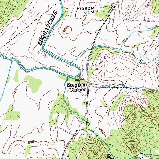 Topographic Map of Stephen Chapel, TN