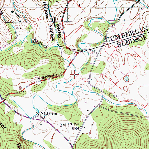 Topographic Map of Stephens Branch, TN