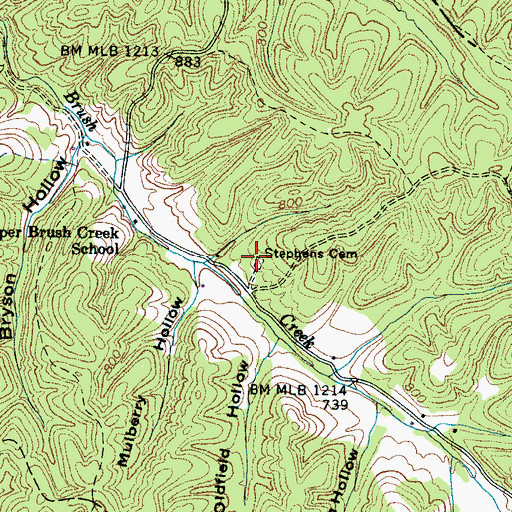 Topographic Map of Stephens Cemetery, TN