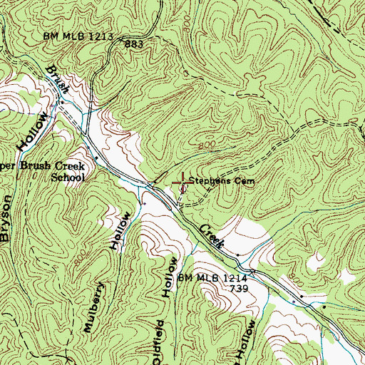 Topographic Map of Stephens Cemetery, TN