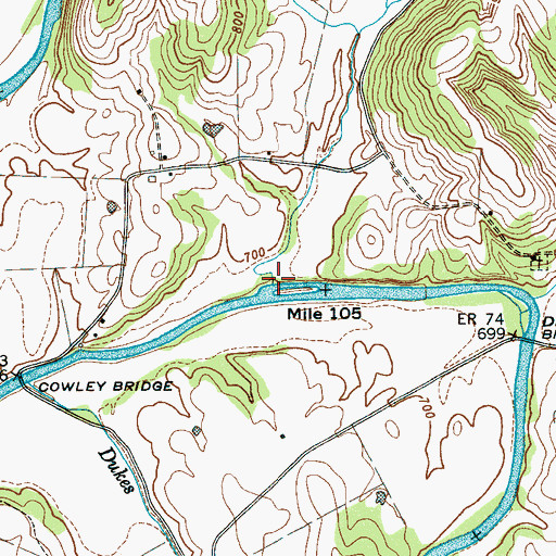 Topographic Map of Stephens Creek, TN