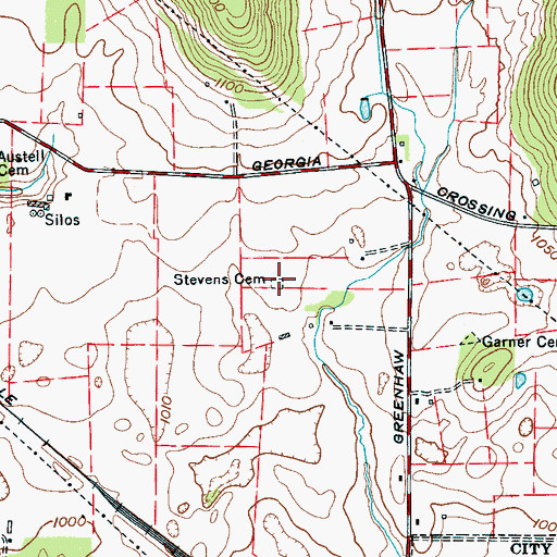Topographic Map of Stevens Cemetery, TN