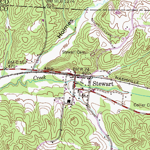 Topographic Map of Stewart, TN
