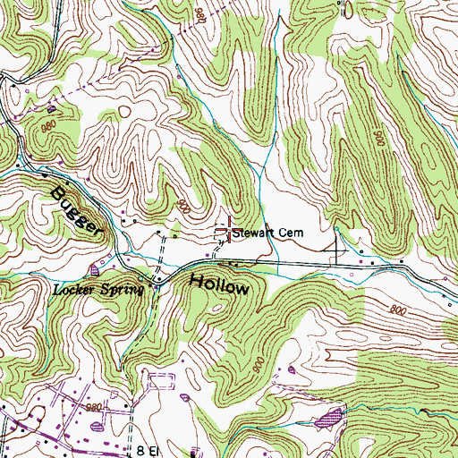 Topographic Map of Stewart Cemetery, TN