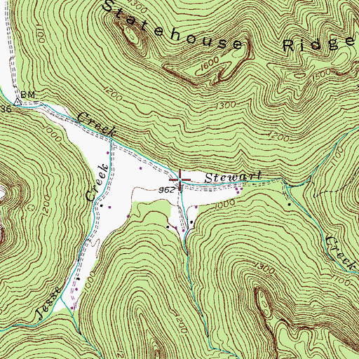 Topographic Map of Stewart Creek, TN
