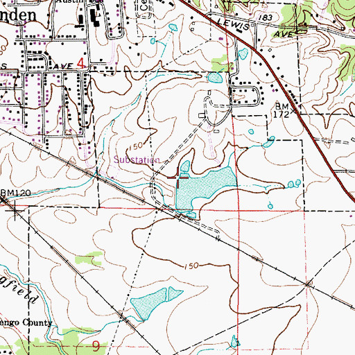 Topographic Map of Glass Lake Number One Dam, AL