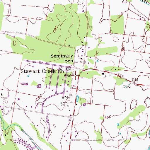 Topographic Map of Stewart Creek Church, TN