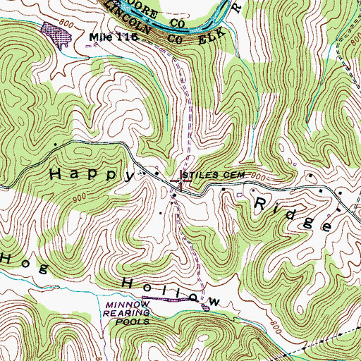 Topographic Map of Stiles Cemetery, TN