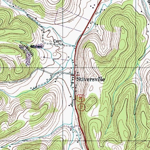 Topographic Map of Stiversville, TN