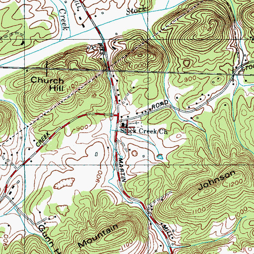 Topographic Map of Stock Creek Church, TN