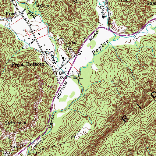 Topographic Map of Stony Flat Creek, TN