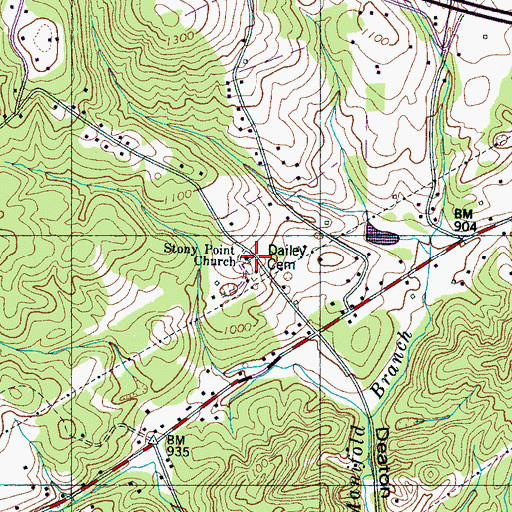 Topographic Map of Stony Point Church, TN