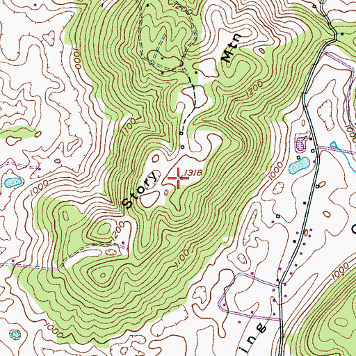 Topographic Map of Story Mountain, TN