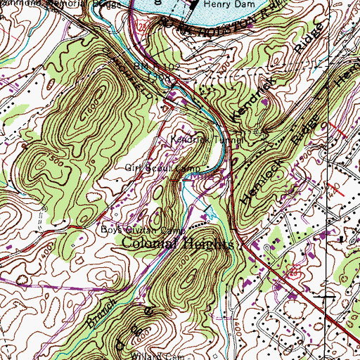 Topographic Map of Straight Branch, TN