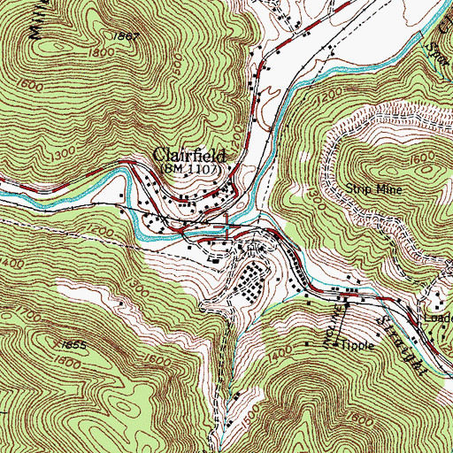 Topographic Map of Straight Creek, TN