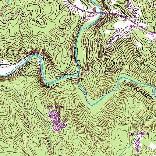 Topographic Map of Straight Fork, TN