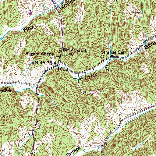 Topographic Map of Strange Hollow, TN