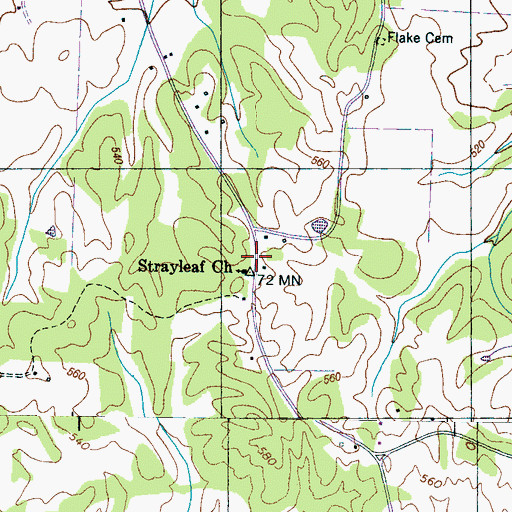 Topographic Map of Strayleaf Church, TN