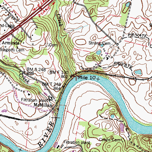 Topographic Map of Strong Creek, TN