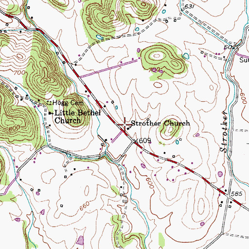 Topographic Map of Strother Church, TN
