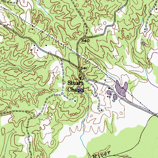 Topographic Map of Stuart Chapel, TN