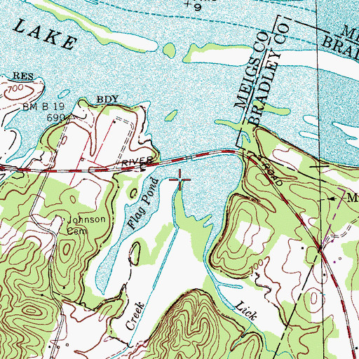Topographic Map of Sugar Creek, TN