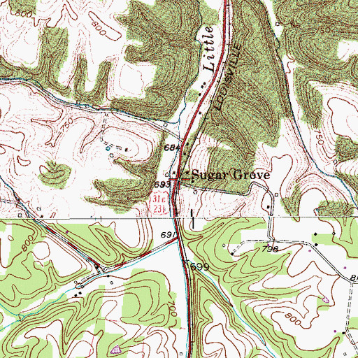 Topographic Map of Sugar Grove, TN