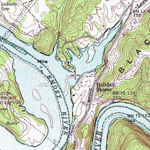 Topographic Map of Sugar Grove Valley, TN