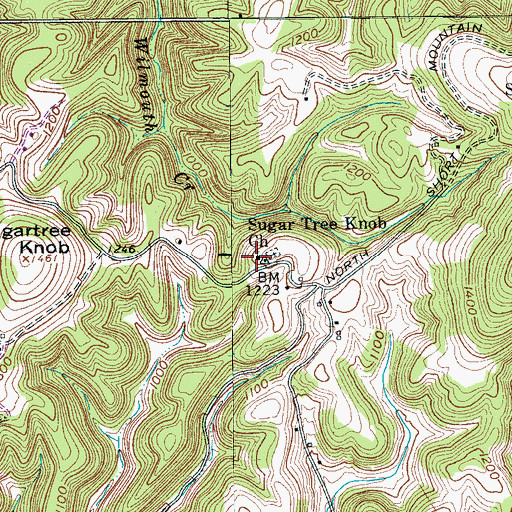 Topographic Map of Sugar Tree Knob Church, TN