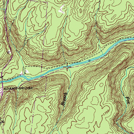 Topographic Map of Sugarcamp Branch, TN