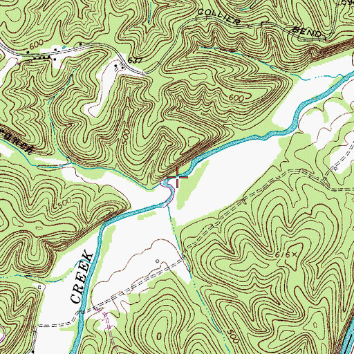 Topographic Map of Sugarcamp Branch, TN