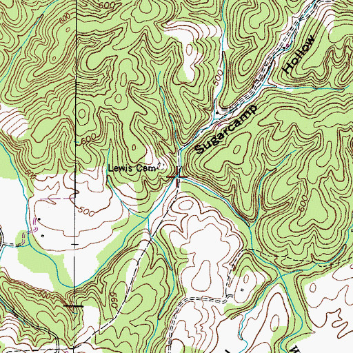 Topographic Map of Sugarcamp Hollow, TN