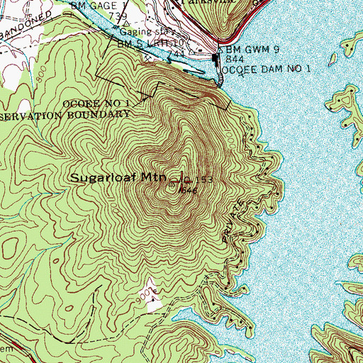 Topographic Map of Sugarloaf Mountain, TN